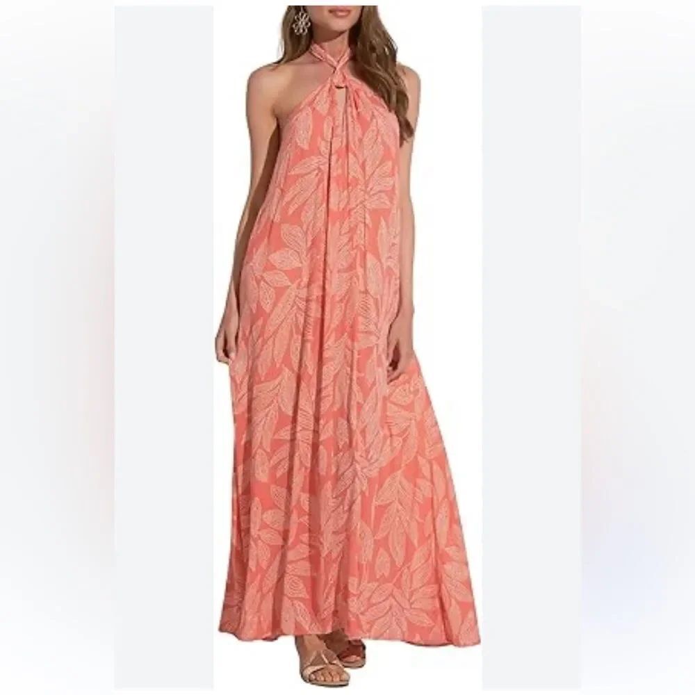 Elan Coral Halter maxi dress NWT